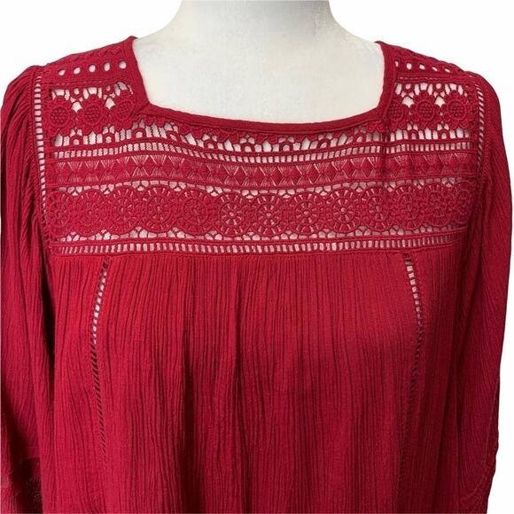 NWOT Studio Petite JPR Womens Red Crochet Lace Blouse PS Feminine Flowy Holiday - Picture 3 of 10